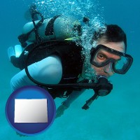 colorado map icon and a scuba diver