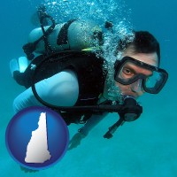 new-hampshire map icon and a scuba diver