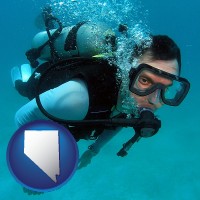 nevada map icon and a scuba diver