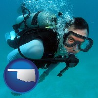 oklahoma map icon and a scuba diver