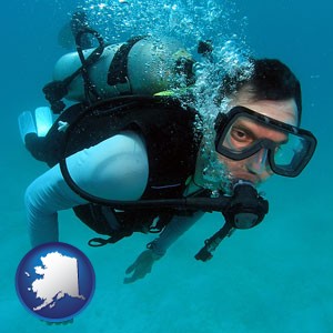 a scuba diver - with Alaska icon