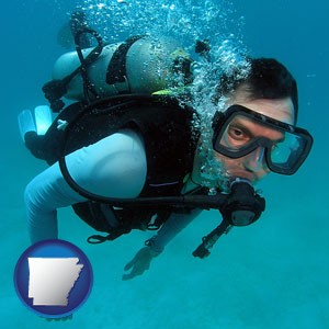 a scuba diver - with Arkansas icon