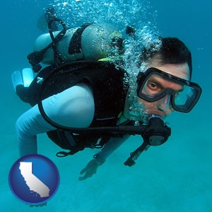 a scuba diver - with California icon
