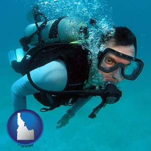 a scuba diver - with Idaho icon