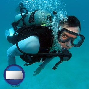 a scuba diver - with Kansas icon