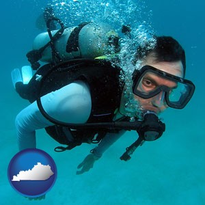 a scuba diver - with Kentucky icon