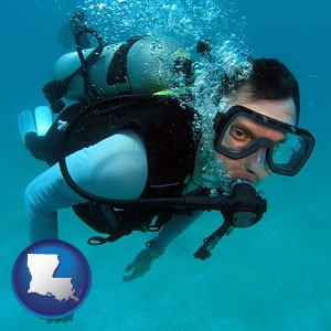 a scuba diver - with Louisiana icon