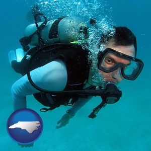 a scuba diver - with North Carolina icon