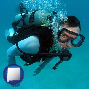 a scuba diver - with New Mexico icon