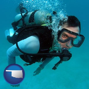 a scuba diver - with Oklahoma icon
