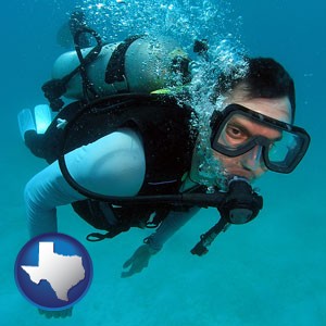 a scuba diver - with Texas icon
