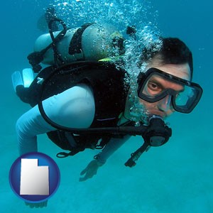 a scuba diver - with Utah icon