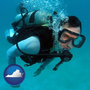 a scuba diver - with Virginia icon