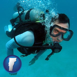 a scuba diver - with Vermont icon
