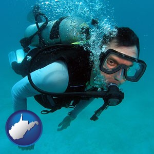 a scuba diver - with West Virginia icon